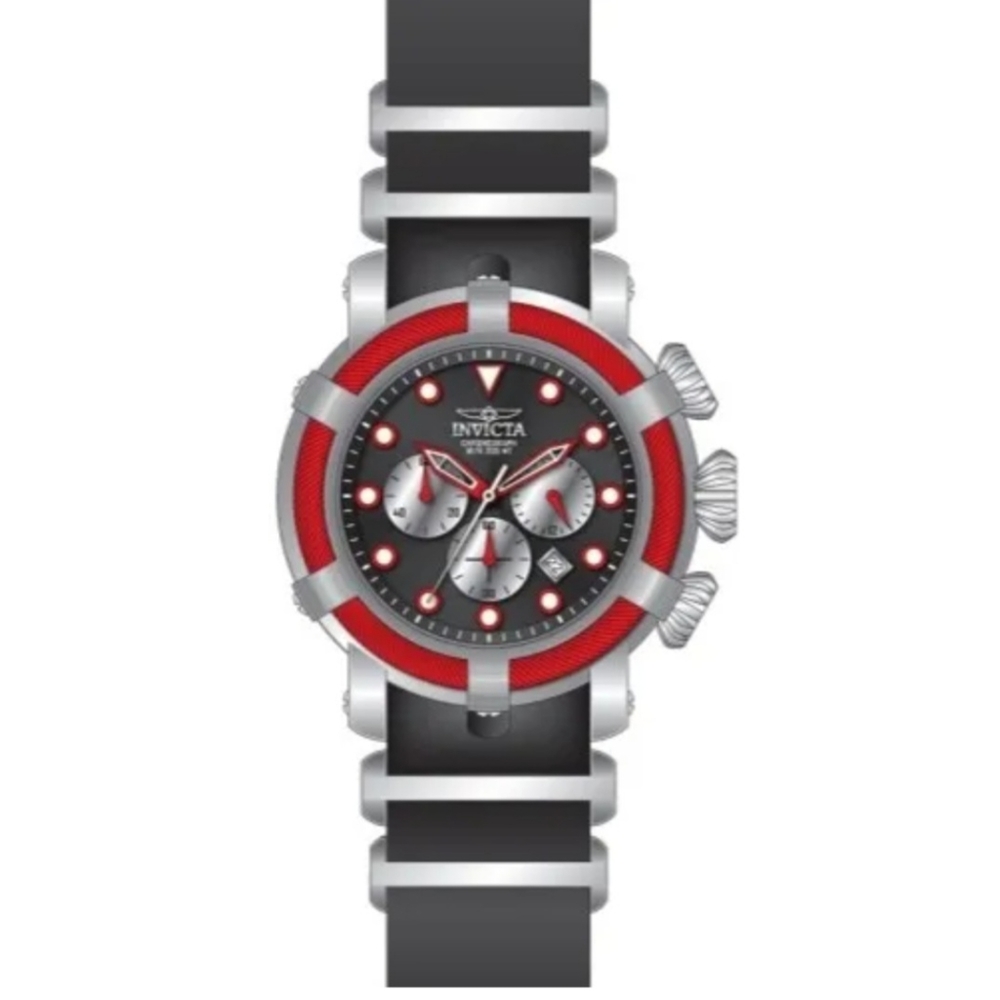 Invicta 25086 Lightening Bolt Red Rope Black Silicon 50mm VD53 Quartz Mens Watch